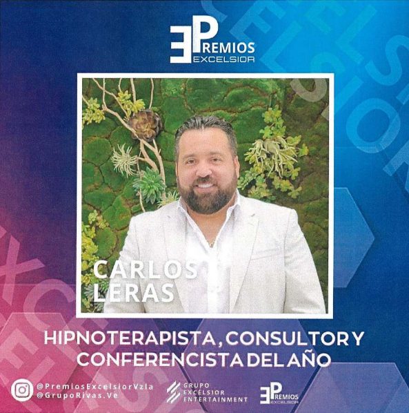 Premios Excelsior graphic naming Carlos Leras hypnotherapist, consultant and speaker of the year